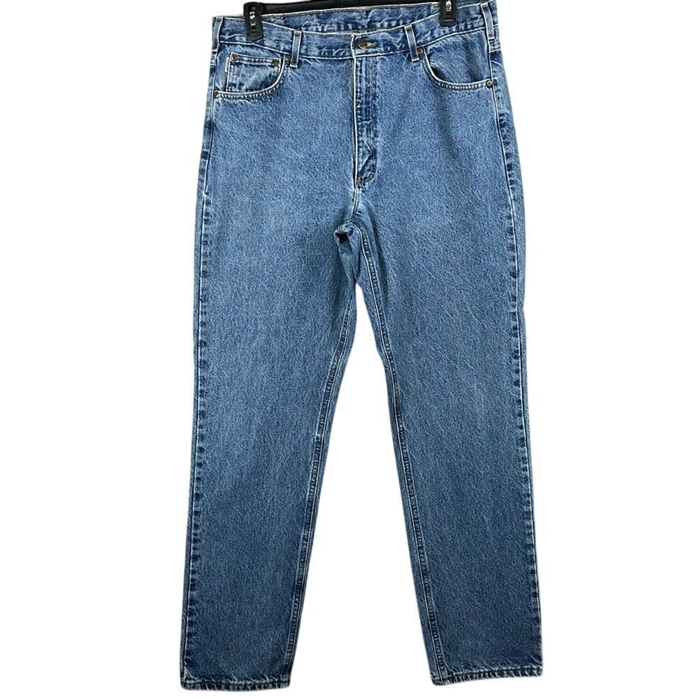 Carhartt Men's Straight Leg Heavy Denim Jeans Measures 38x34‎ Medium Wash